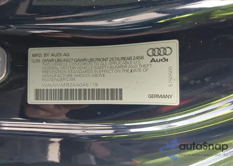 2010 Audi S5 4.2 Premium Plus из США, поврежденный, VIN WAUVVAFR2AA046179